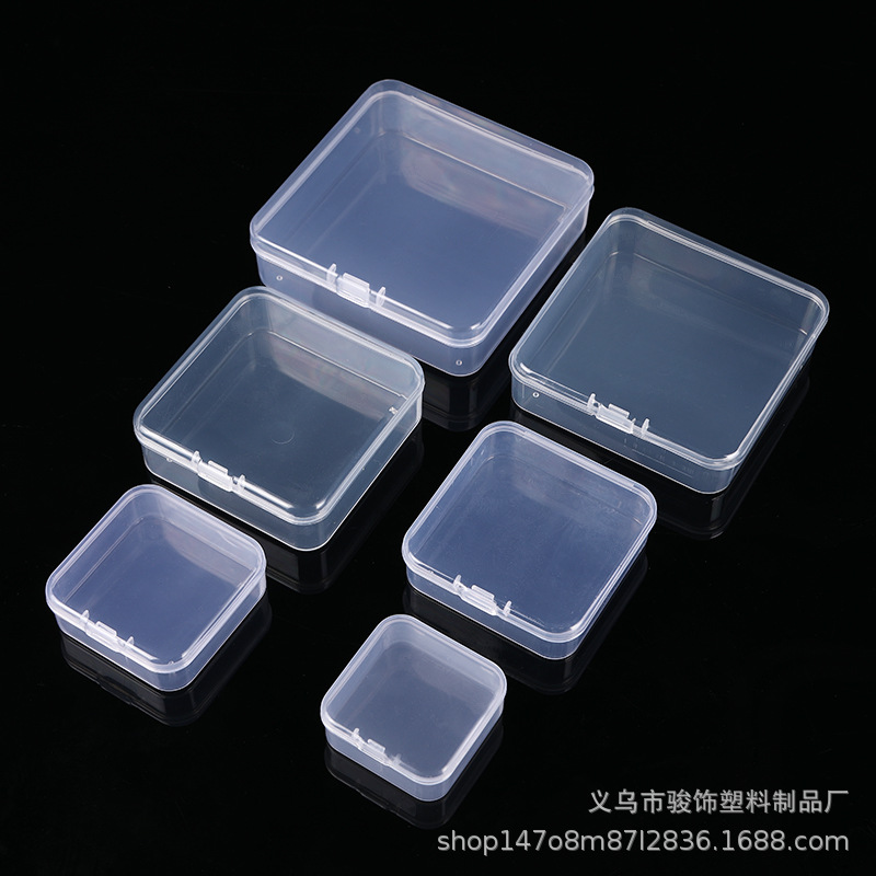 Empty Box Square Box Transparent Gauze Mask Box Plastic Storage Box Jewelry Box Hardware Tool Sample Display Box Button Box