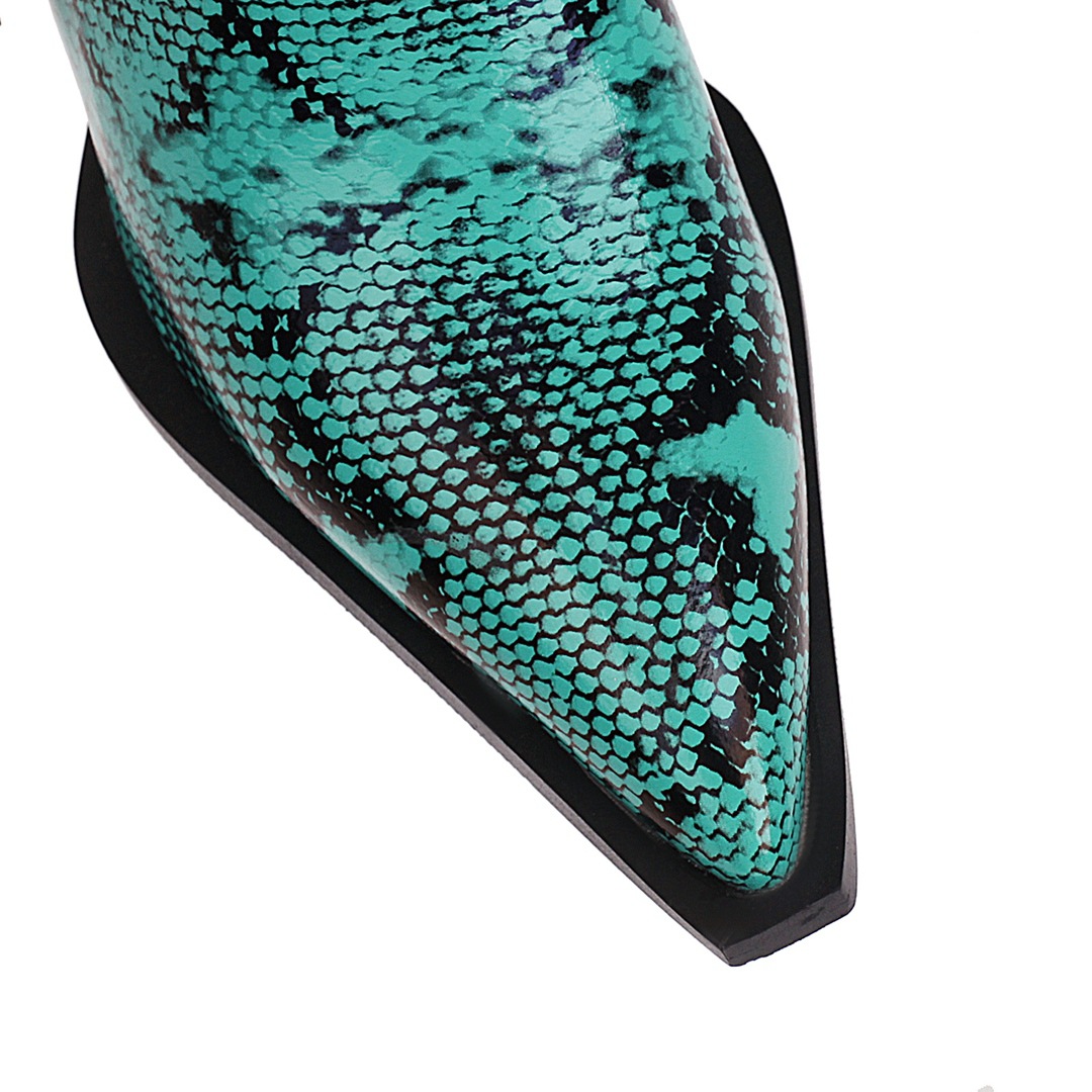 ebay外贸女鞋蛇纹短靴皮带扣西部牛仔靴大码外贸216-9工厂代发