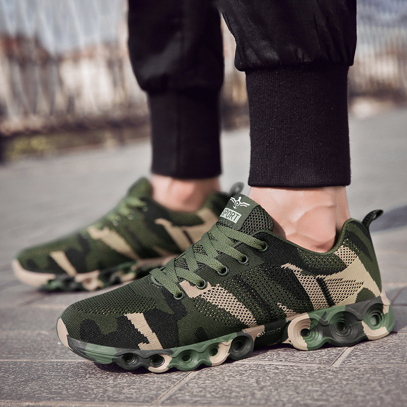 新款迷彩跑鞋男女军训鞋训练鞋解放鞋秋季跑步鞋户外运动鞋登山鞋