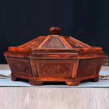 大红酸枝果盘实木中式复古结婚糖果盒红木干果盒分格带盖客厅家用