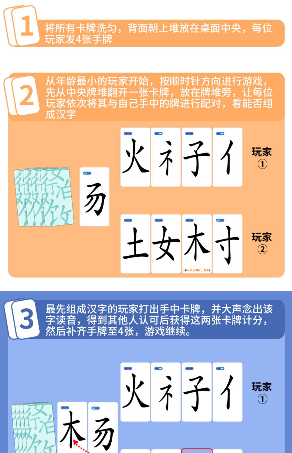 魔法汉字组合卡片拼偏旁部首神器全套拼字游戏生字识字扑克牌汉子