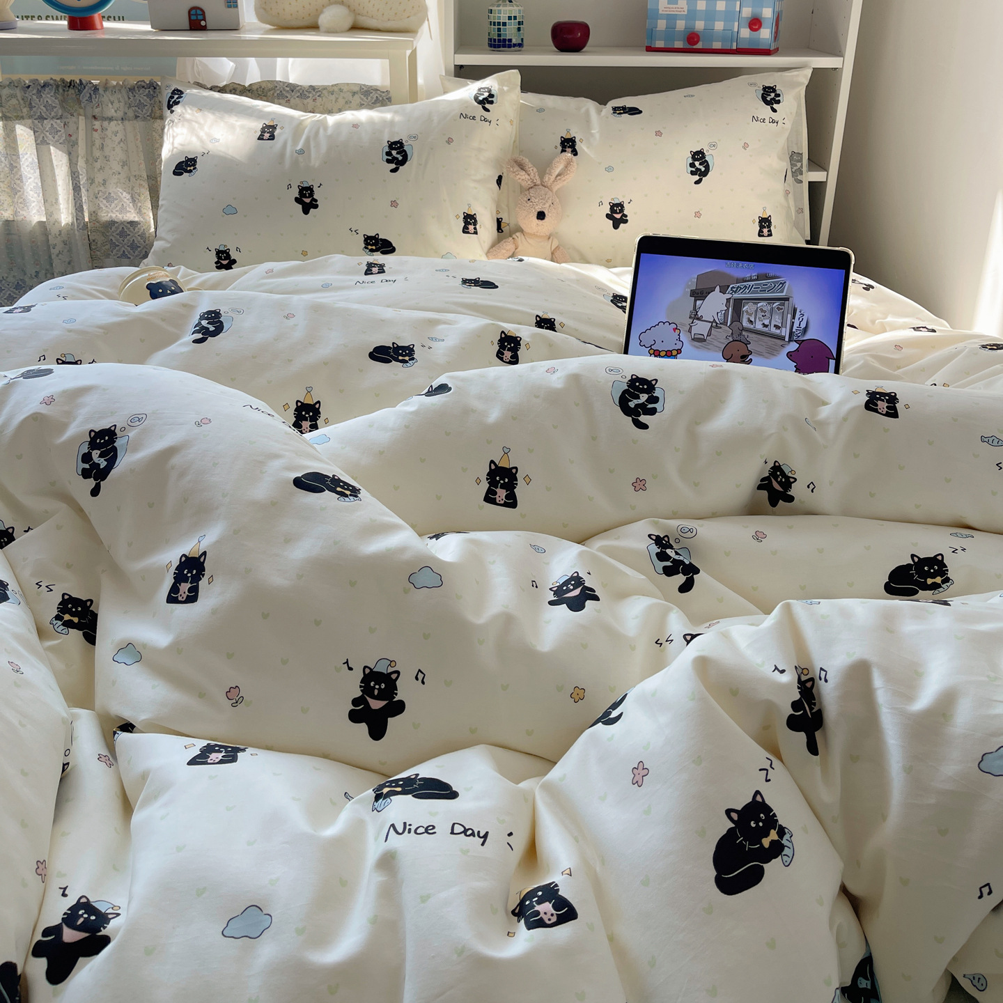 春秋全棉ins风 纯棉四件套40支小清新碎花田园床笠款