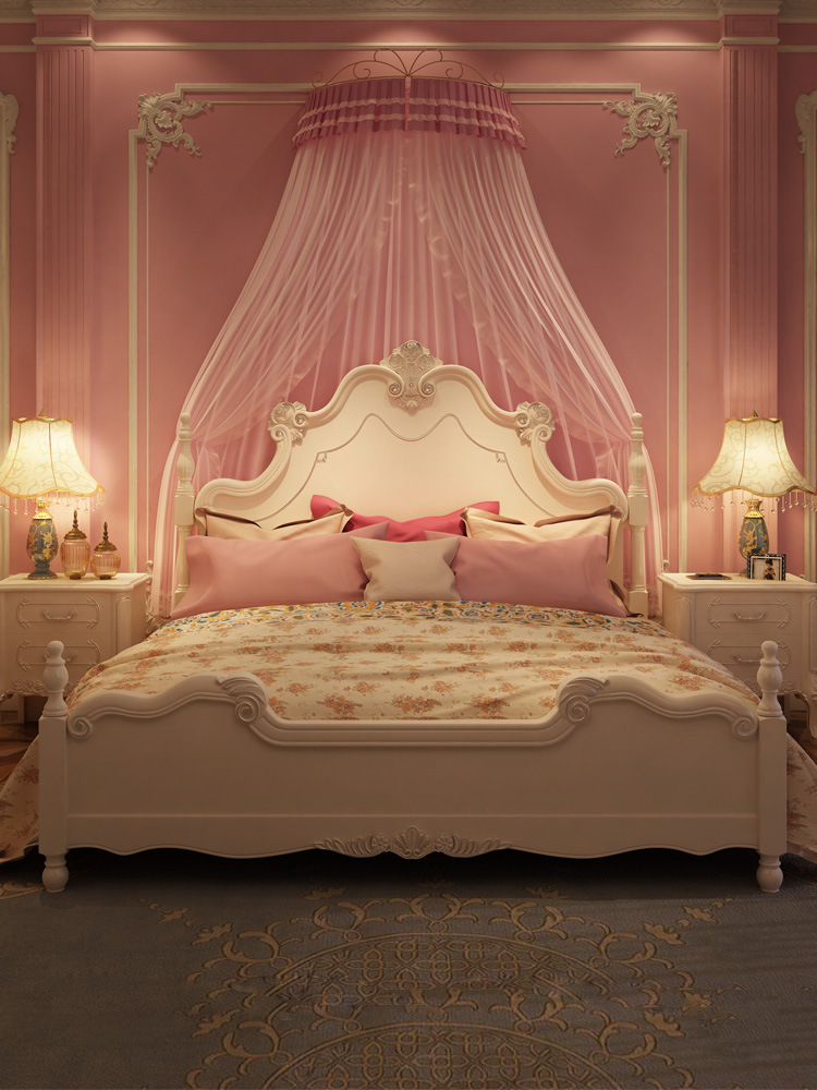 欧式床双人床女孩1.5米婚床主卧大床1.8米高箱储物韩式田园公主床