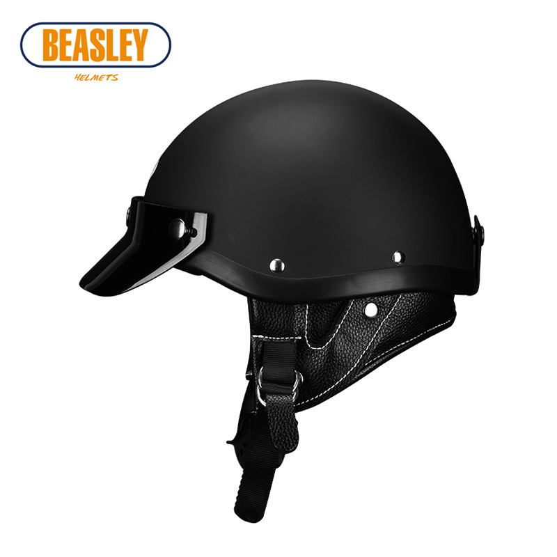 Beasley Retro Electric Motorcycle Helmet Men's and Women's Motorcycle Japanese-Style Ladle Shaped Helmet FRP Harley Four Seasons Half Helmet