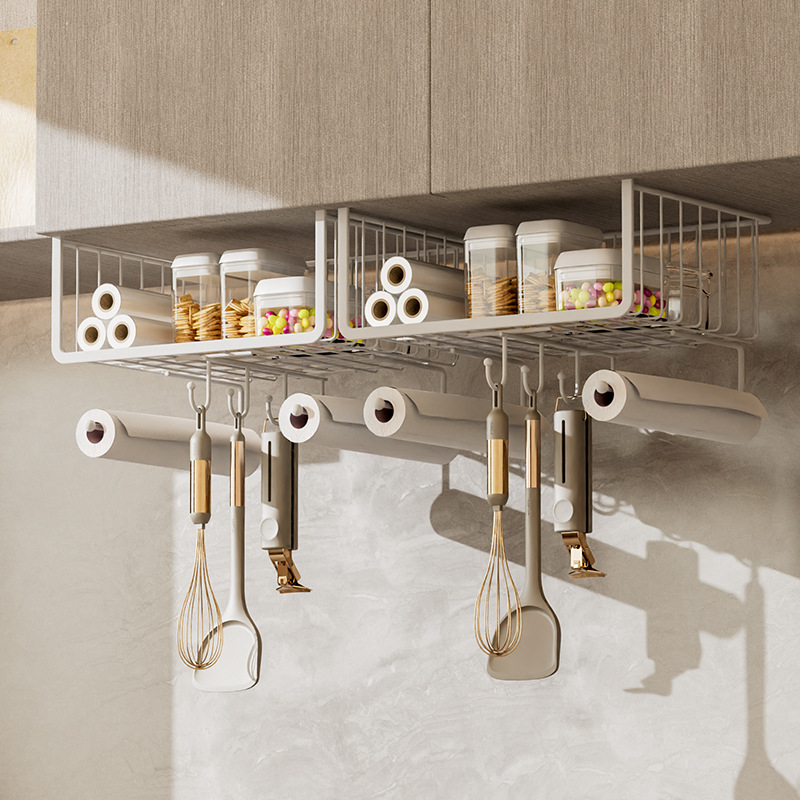 厨房置物架收纳神器悬挂分层调味料挂篮橱柜内吊柜下下挂挂架