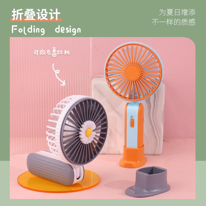 Drip Fan Cartoon Phone Holder USB Charging Desktop Small Fan Handheld Folding Fan Advertising Gift