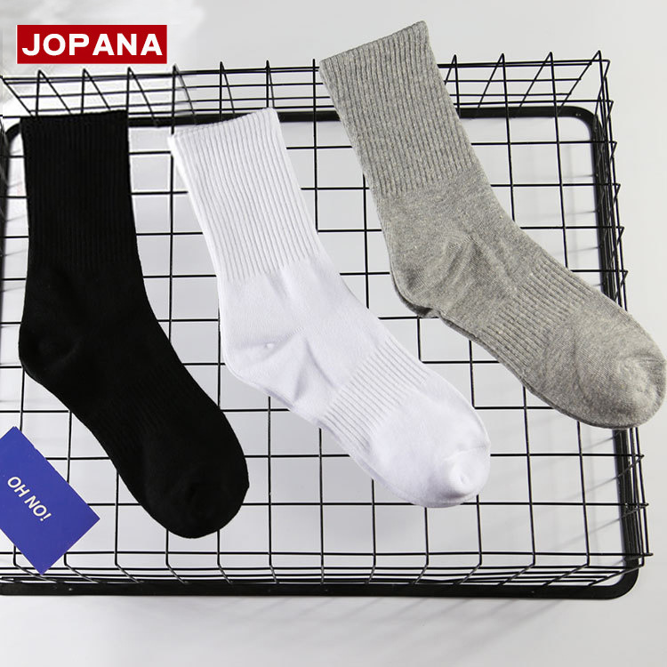 Athletic Socks Women's Mid-Calf Black White Gray Solid Color Socks Combed Cotton Lovers' Socks Students' Socks Winter Factory Wholesale