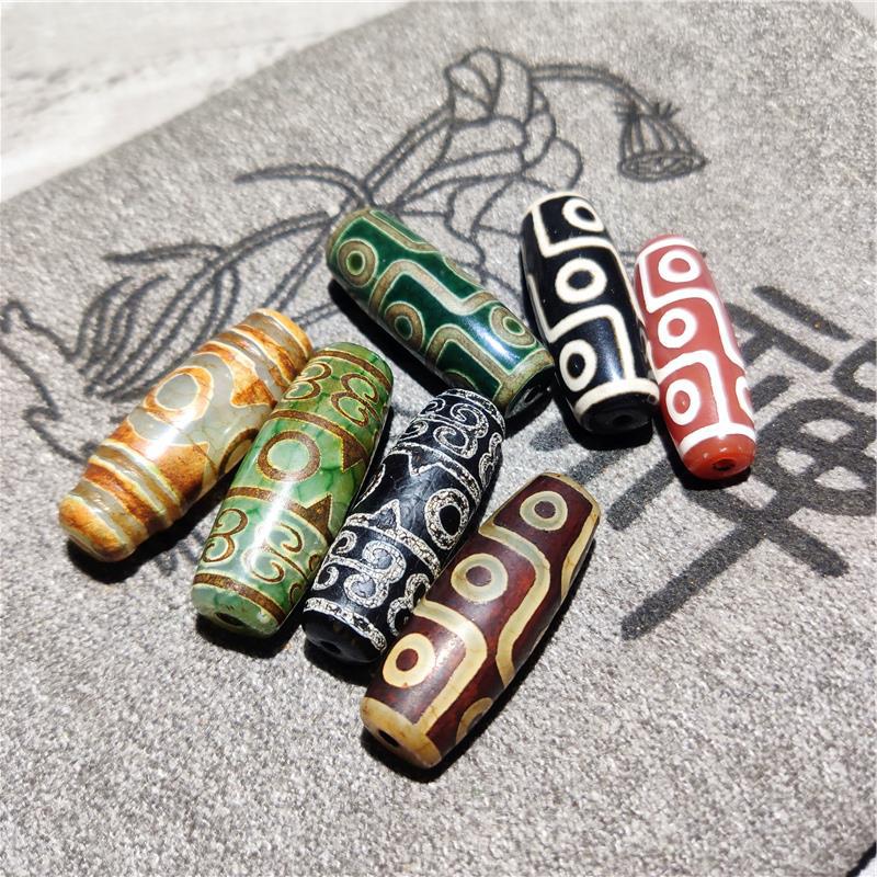 天然西藏天珠玛瑙散珠三六九眼天眼勒子桶珠吊坠项链文玩diy配饰