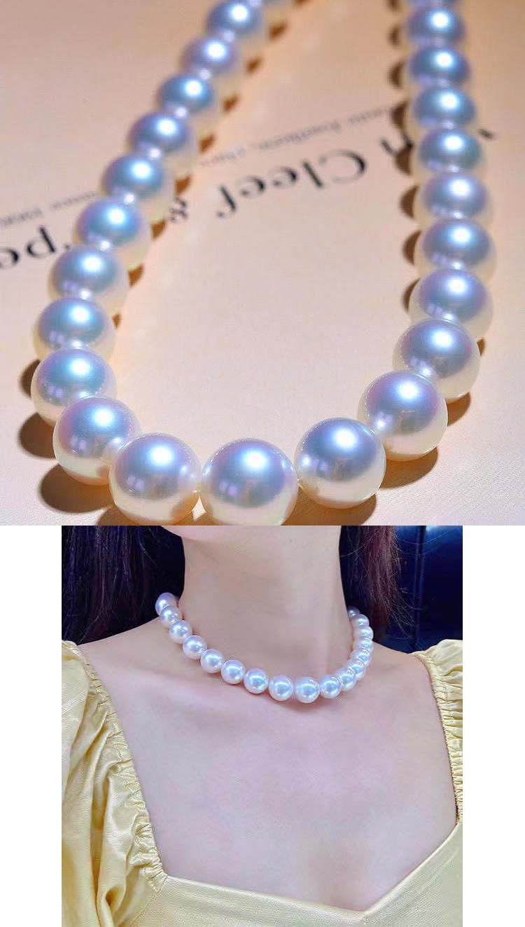 【产自澳洲】正品大颗粒12mm天然海水白珍珠项链女珠链气质送证书