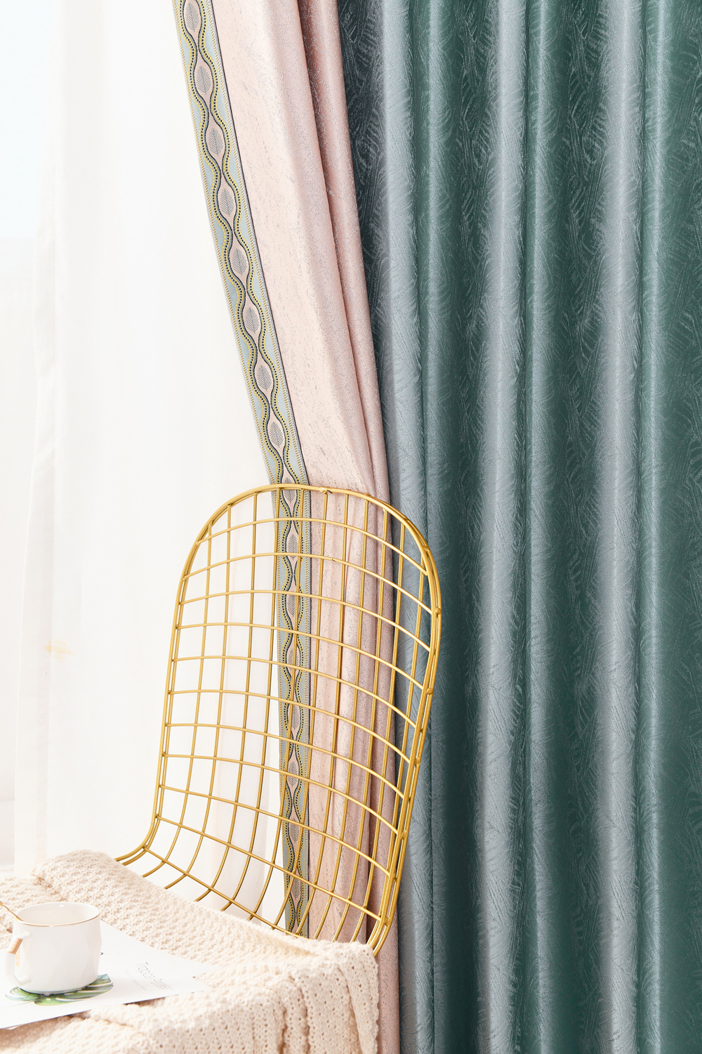 新款金丝提花高精密窗帘轻奢现代高档客厅卧室遮光窗帘布成品批发