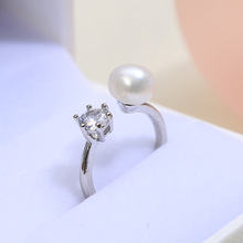 韩版天然淡水珍珠可调节戒指 唯美个性不规则活口闺蜜食指戒 批发