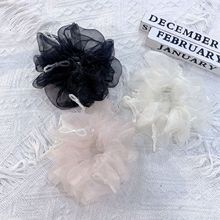 韩版2024新款欧根纱发圈气质珍珠缠绕马尾皮筋气质网纱头饰