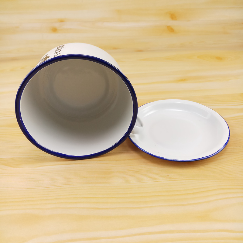 厂家直销个性语搪瓷快餐杯老式怀旧饭盒泡面碗带盖保鲜盒定制logo