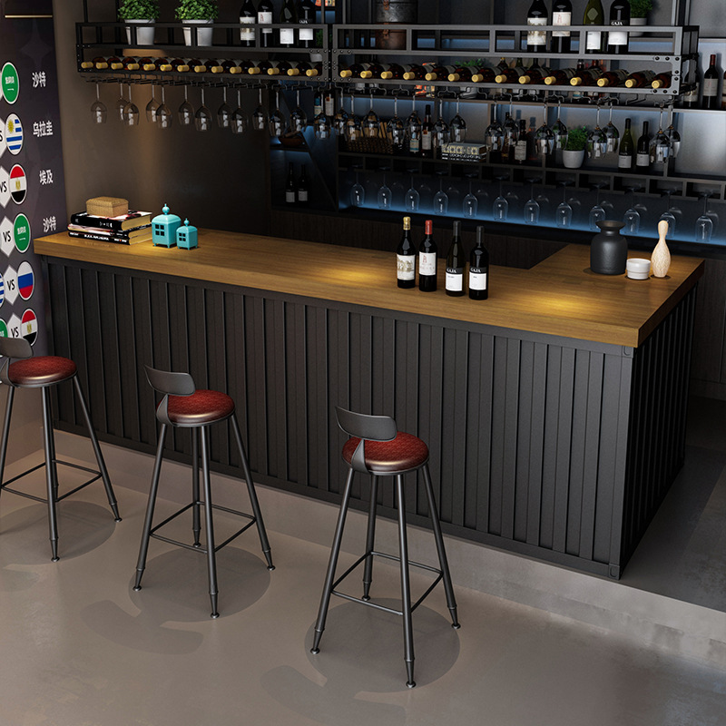 复古铁艺吧台收银台转角酒吧餐厅饭店柜台商用咖啡奶茶店前台接待