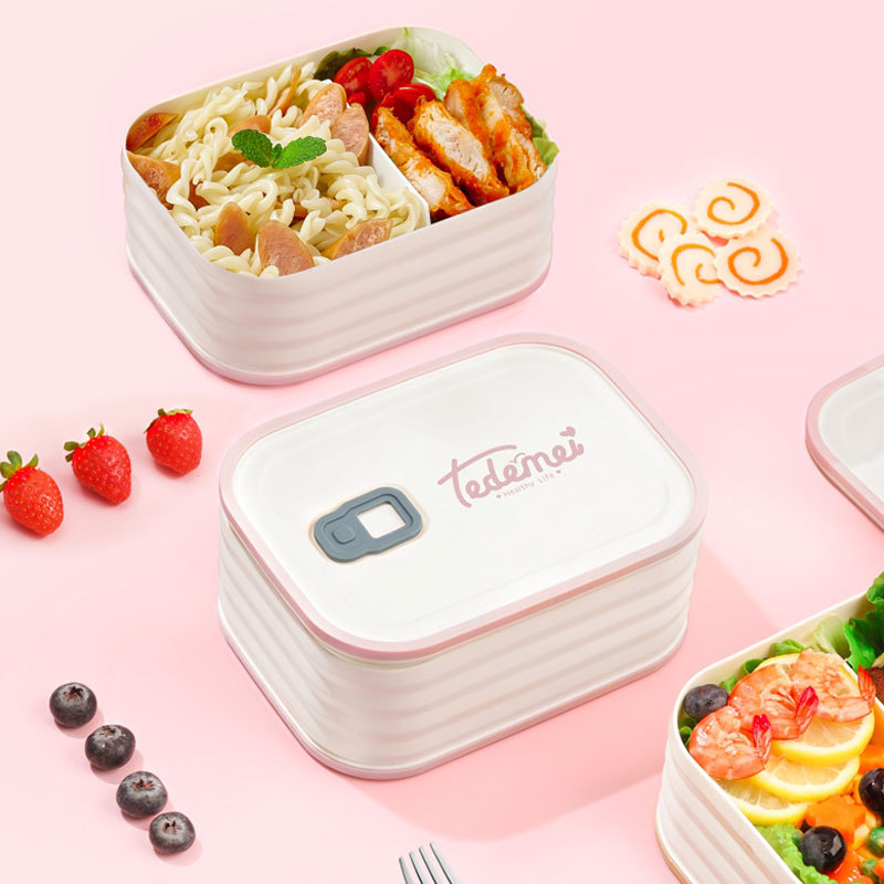 Factory Wholesale Japanese Style Microwave Bento Box Simple Office Lunch Box Sealed Student Plastic Compartment Lunch Box