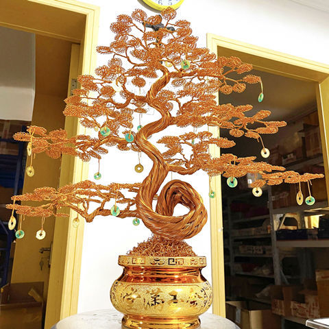 装饰品摆件招财树手工摇钱树发财树景观树编织送礼礼品工艺品礼物