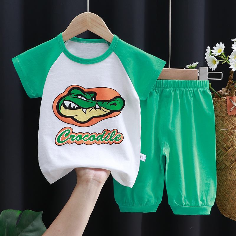 Summer Children's Cotton Short Sleeve Suit Children Half Sleeve Pants Boys and Girls Summer Wear One Piece Dropshipping Baby Clothes