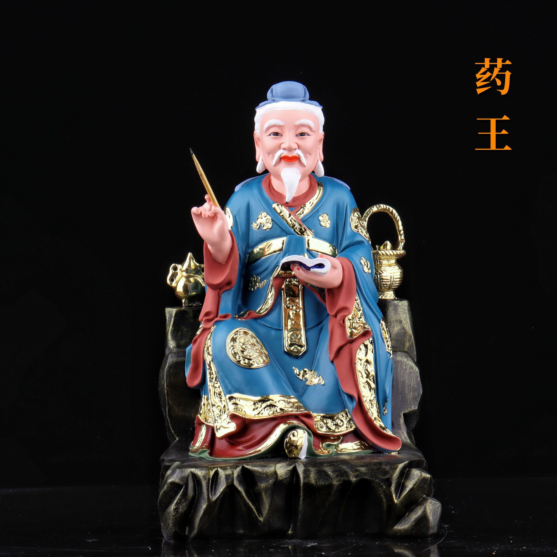 药王神像孙思邈树脂坐山华佗扁鹊李时珍张仲景药王爷佛像批发摆件