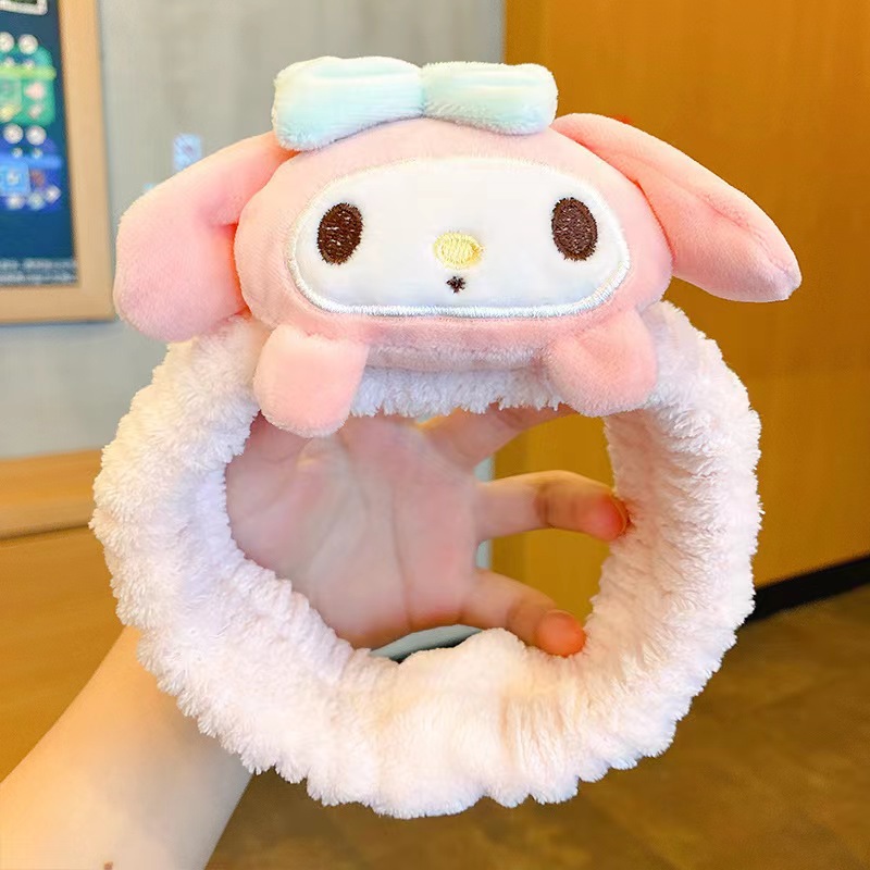 Korean-Style Cartoon Cute Sanrio Clow M Face Wash Melody Headband Large Intestine Ring Simple Plush Headband