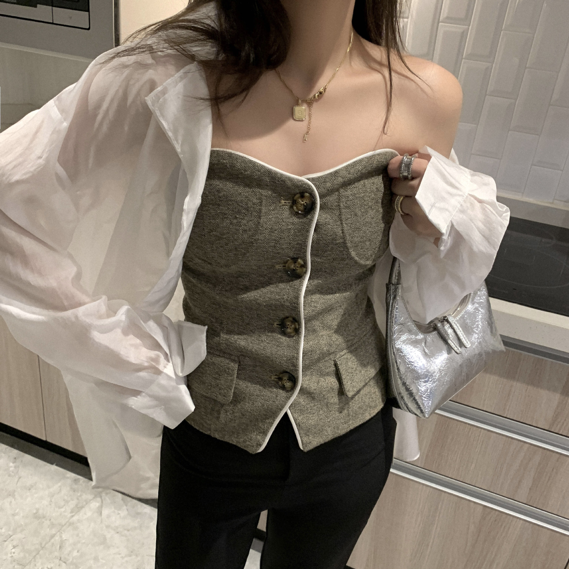 收腰性感抹胸图片