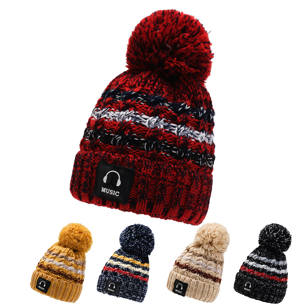 Hat for Women Autumn and Winter New Korean Style Fashion Knitted Hat Fur Ball plus Velvet Warm Outdoor Woolen Cap Wholesale