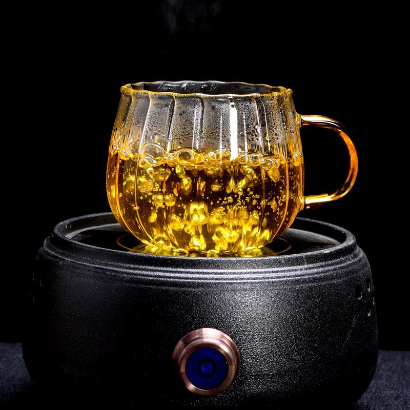 批发花瓣竖条纹玻璃杯加厚耐热高颜值咖啡杯牛奶杯居家办公厂家