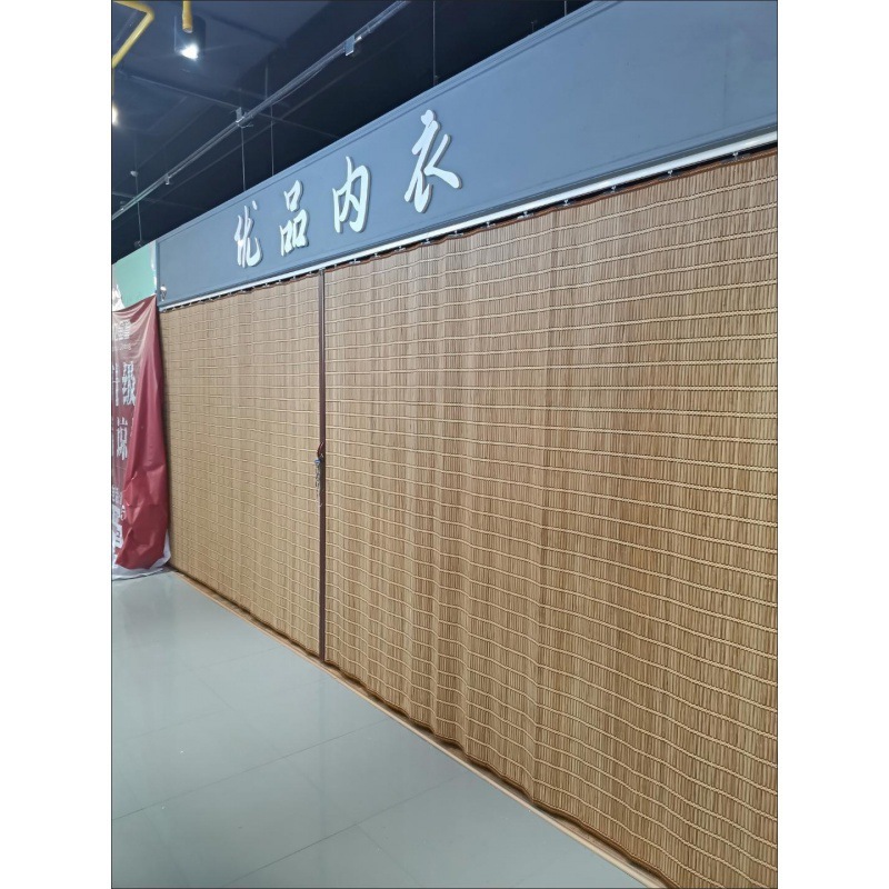 竹帘子推拉门中式移门竹帘软式竹推拉门隔档隔断折叠门移动临时