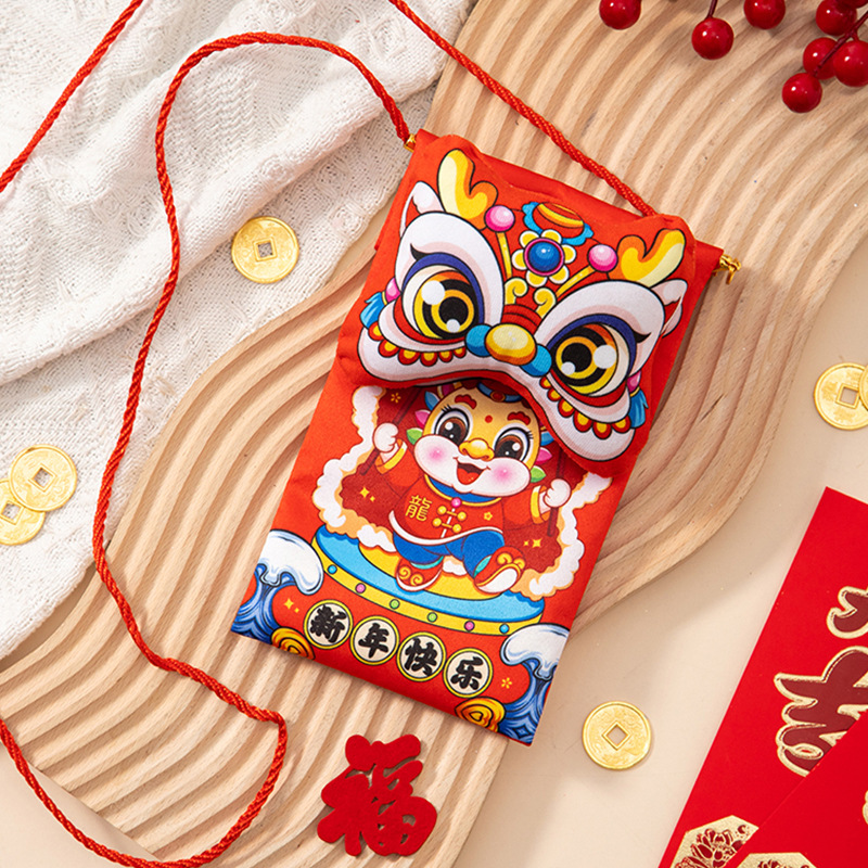 Dragon Year Red Envelope 2024 Creative New Year Lucky Money Red Pocket for Lucky Money Yuan National Style Dragon Year Lucky General Fabrics Red Envelope