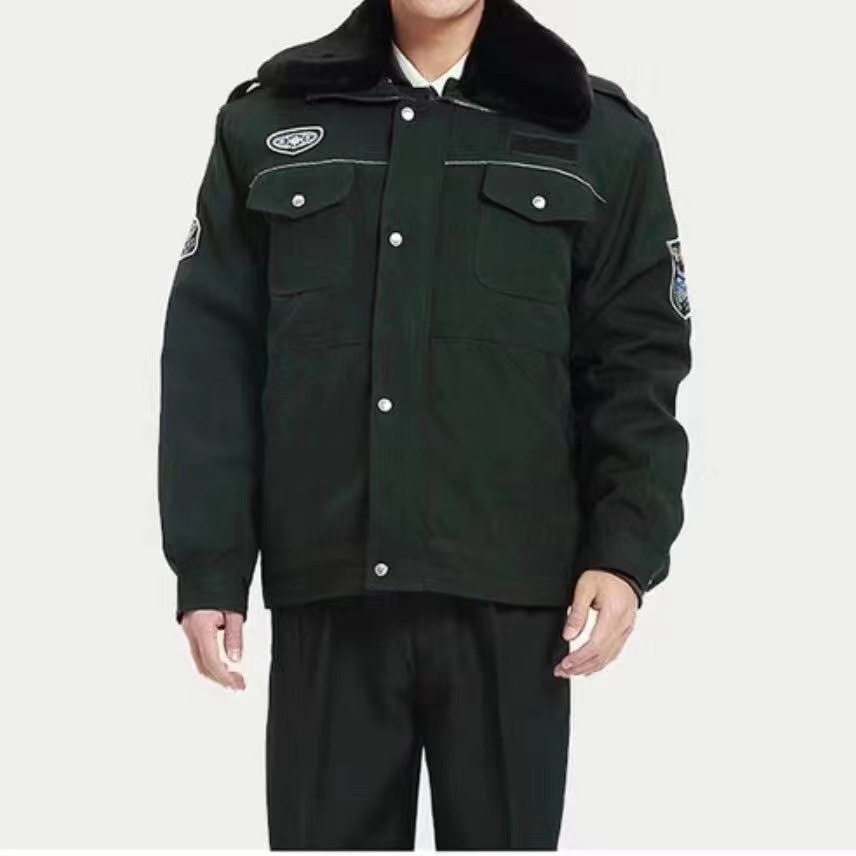 新款上海保安服夹克冬执勤防寒棉服地铁安检可拆卸大衣-阿里巴巴