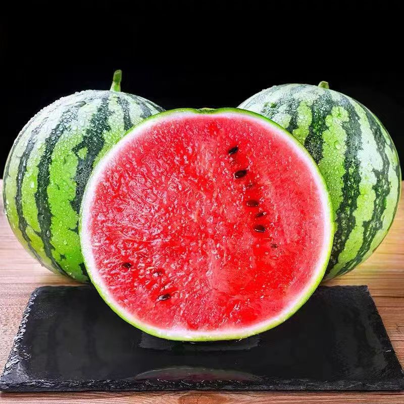 新鲜西瓜8424冰糖麒麟西瓜现摘 薄皮黑子多汁包甜口感好孕妇水果