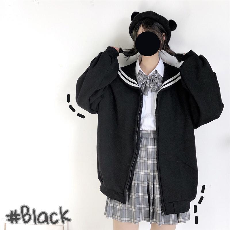 海军领卫衣女学生日系水手服jk制服可爱泡泡袖外套上衣学院风