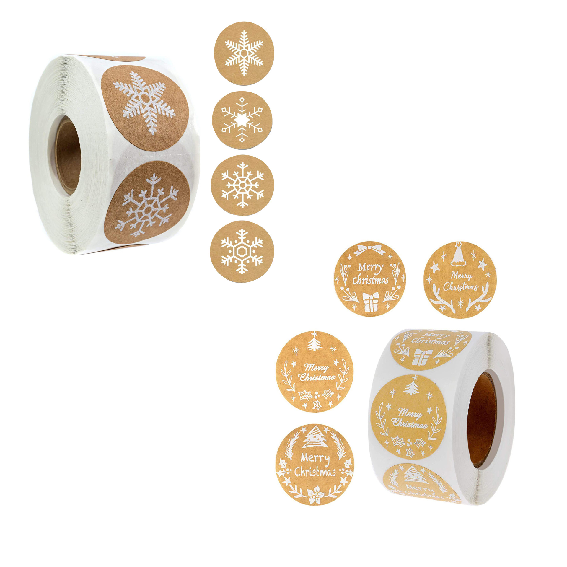 现货批发天然牛皮纸圣诞节日节日礼品礼物信封封口装饰不干胶标签