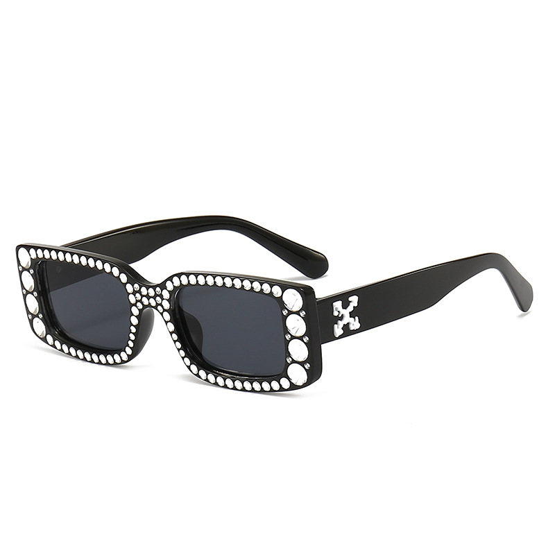 Internet Celebrity Small Frame Square Diamond-Plated Sunglasses Women's European and American Fashion All-Match Sunglasses Ins Cross-Border Fashionable Sunglasses