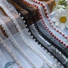 现货批发手工钉珠网布织带水晶珍珠花边 民族风汉服装饰辅料花边