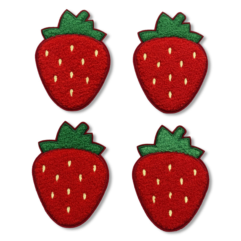 电脑绣花草莓水果毛巾绣布贴学生迷你可爱姓名贴金边格利特字母贴