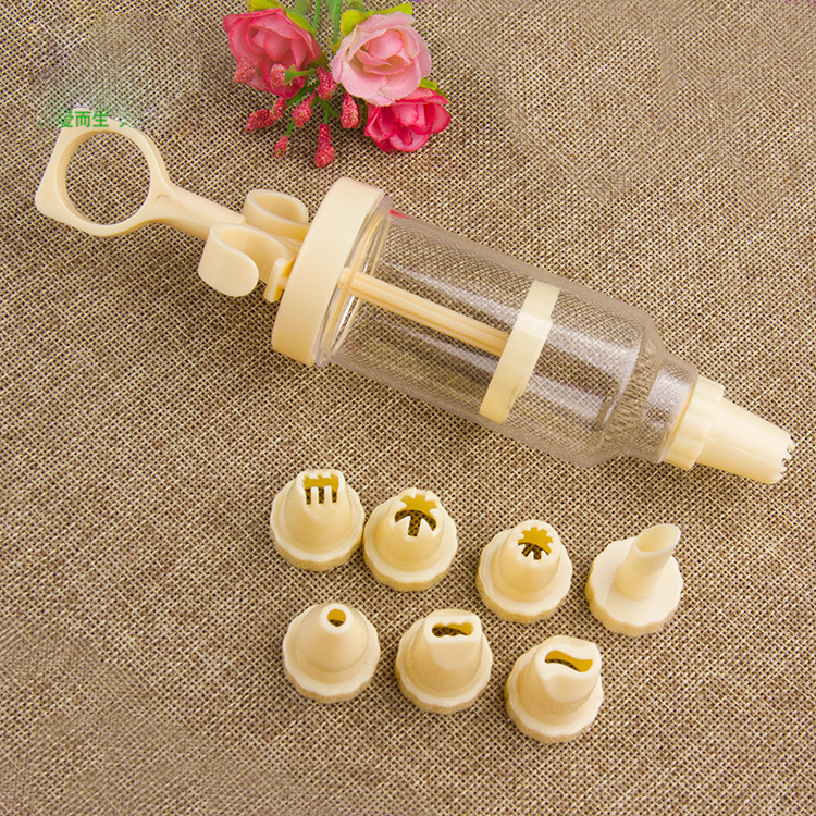 8 Mouth Plastic Cream Gun Flower-Making Gun Cake/Cookie Cookie Cutter Transparent Mounting-Pattern Device Suit
