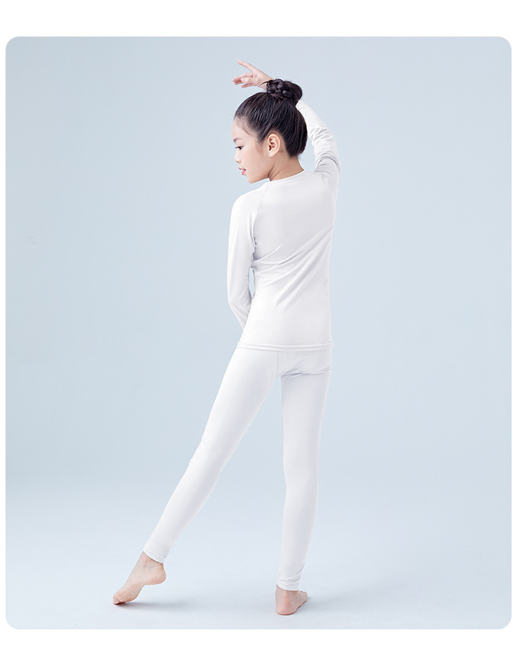女童白色舞蹈打底衫跳舞儿童肉色打底衣运动圆领男童训练上衣t恤