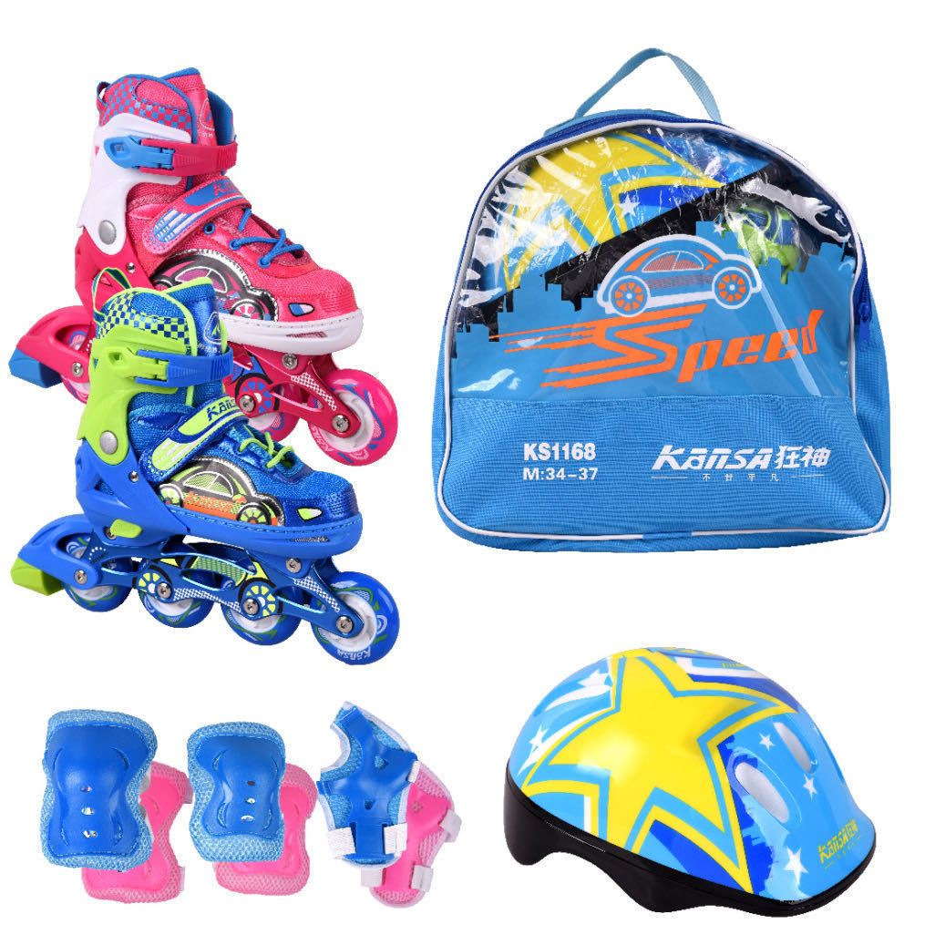狂神体育ksnl1168冰鞋s码m码l码全闪光轮滑溜冰鞋附赠头盔护具