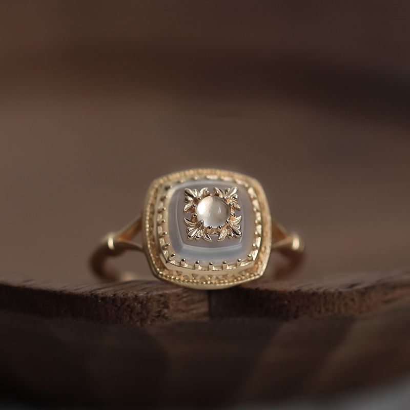 贵族古董风vintage水晶小众设计复古巴洛克925纯银戒指