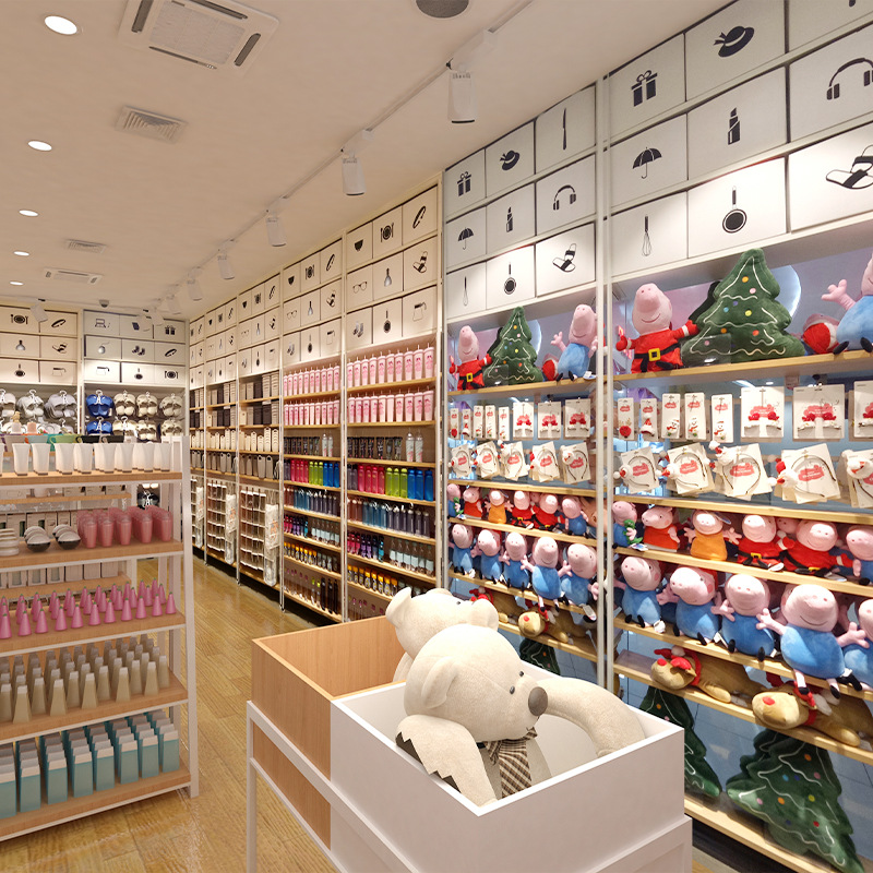 my名创钢木优品货架精品店生活家居百饰日用双面货架厂家