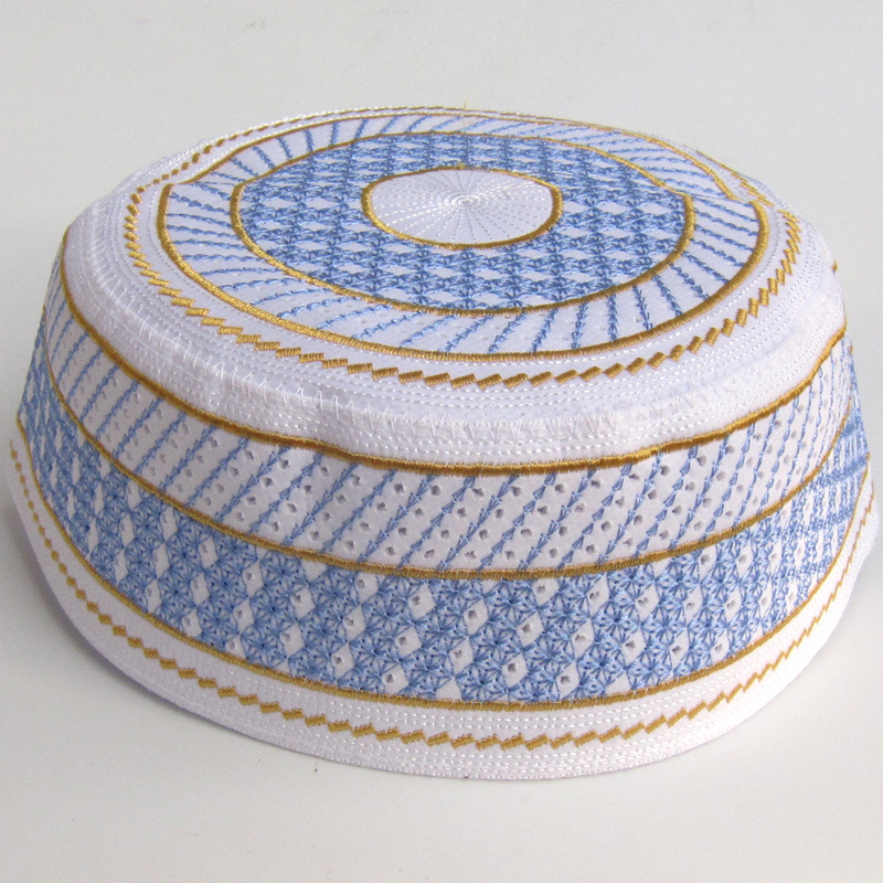 礼拜帽男士新款拉面馆帽子回民族男女通用圆边精品绣花棉涤男帽