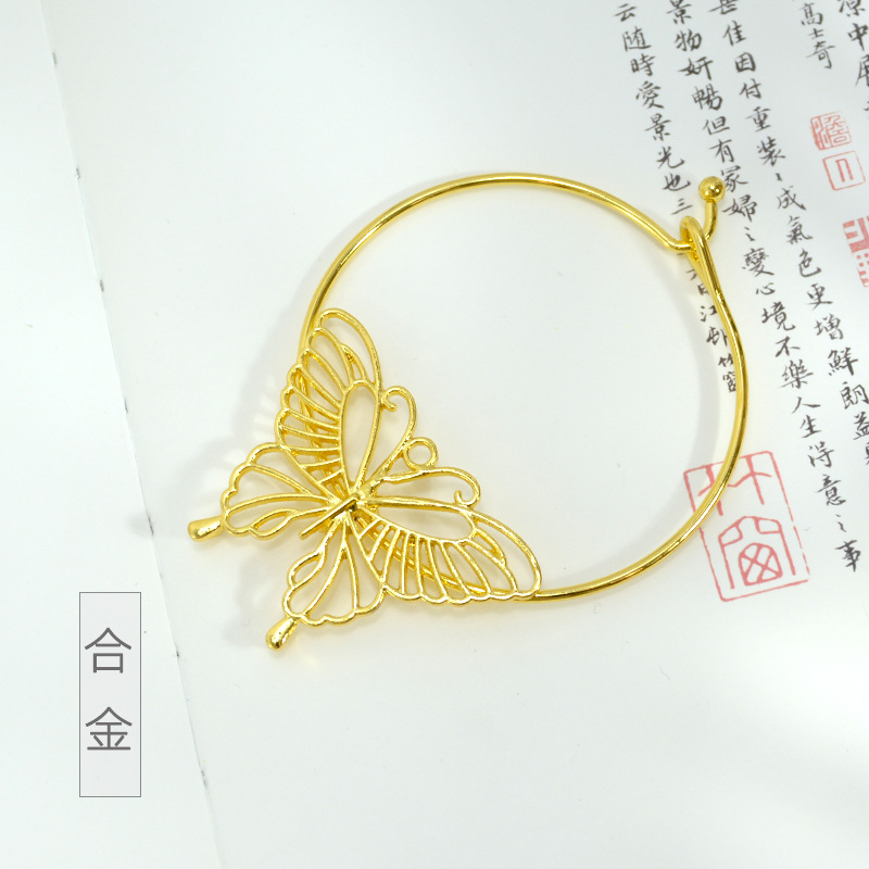 Diy Alloy Butterfly Bangle Bracelet Craftsman Handmade Accessories Xiaohongshu Same Style Antique Traditional Han Clothing Accessories