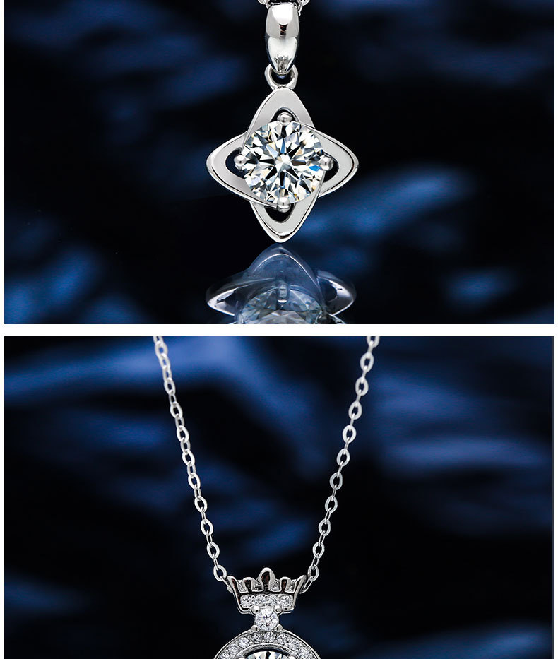 【工厂】莫桑石吊坠女款925银百搭项链镶莫桑钻简约仿钻首饰气质