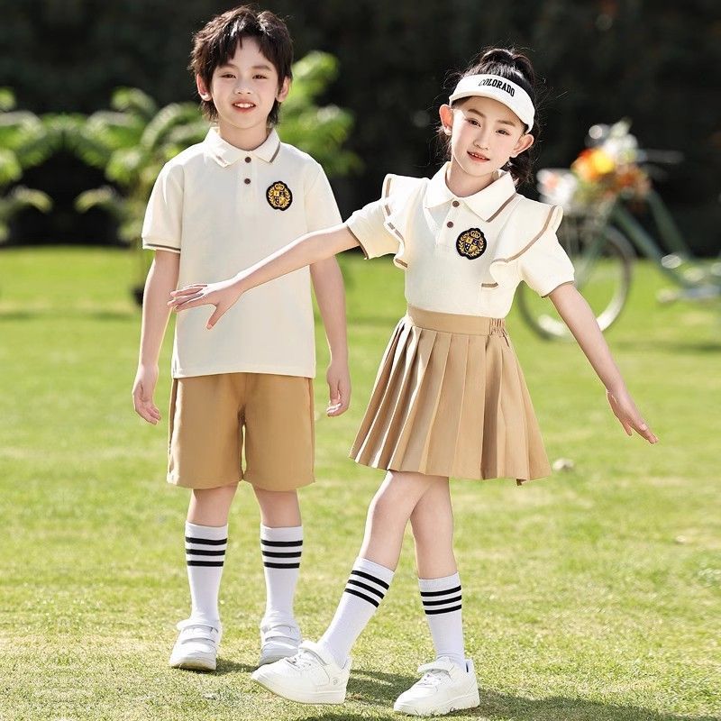 男女童夏季校服班服套装儿童毕业照运动会夏天短袖polo幼儿园园服