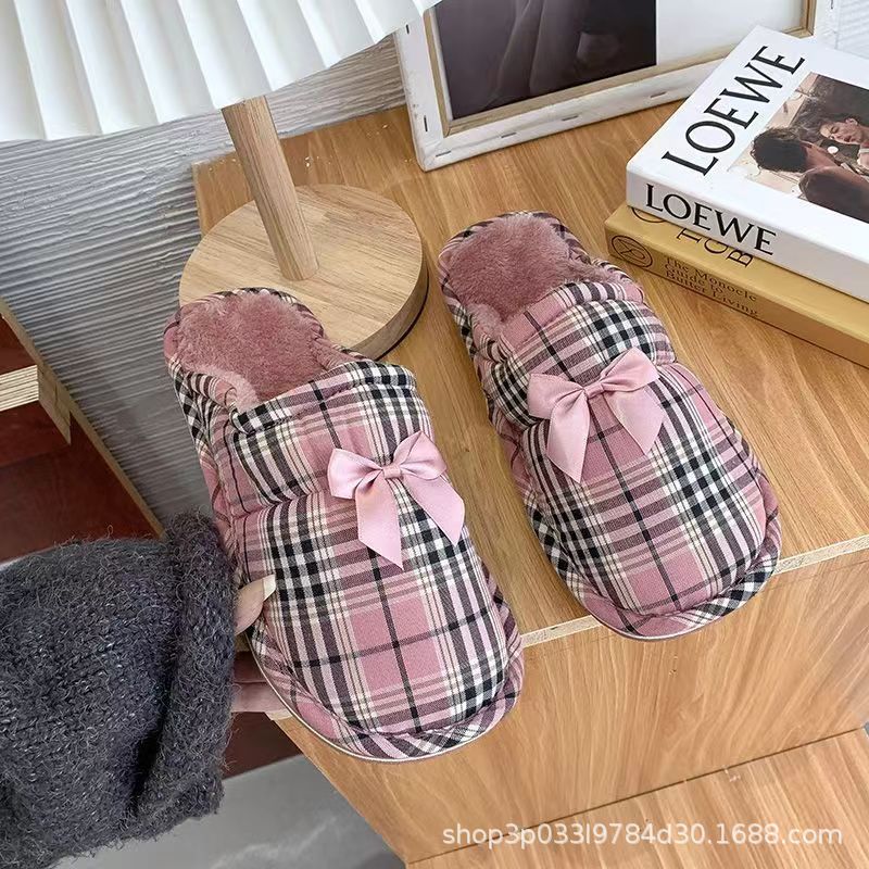 Winter New Couple Men and Women Cotton Slippers Thick Bottom Vintage Plush Slippers Home Indoor Stall Wholesale Non-Slip Resistant