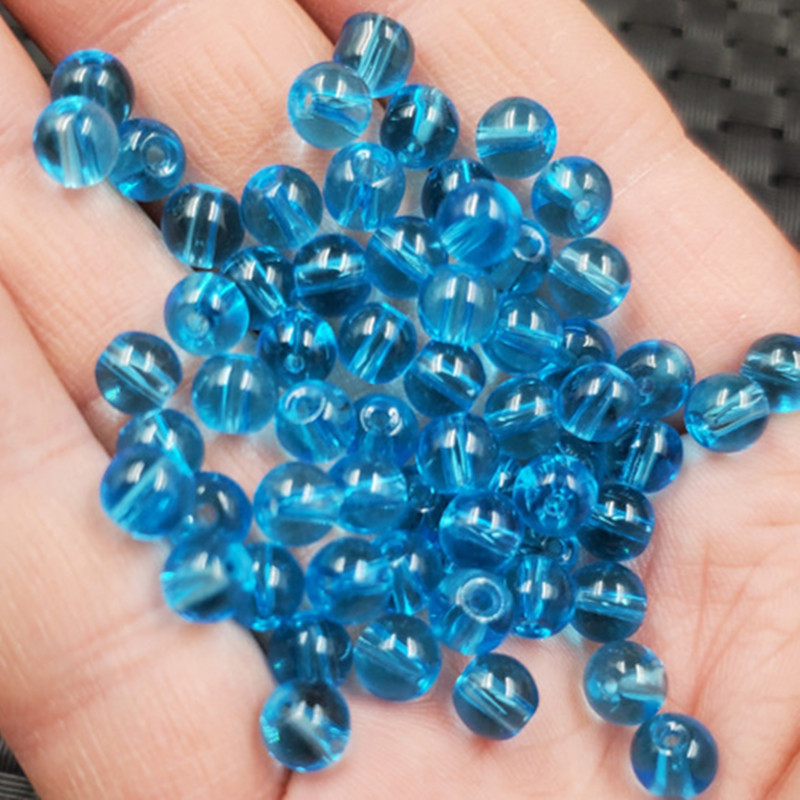 饰品散珠天蓝色圆珠散珠6毫米玻璃散珠diy搜了项链编织散珠配件珠