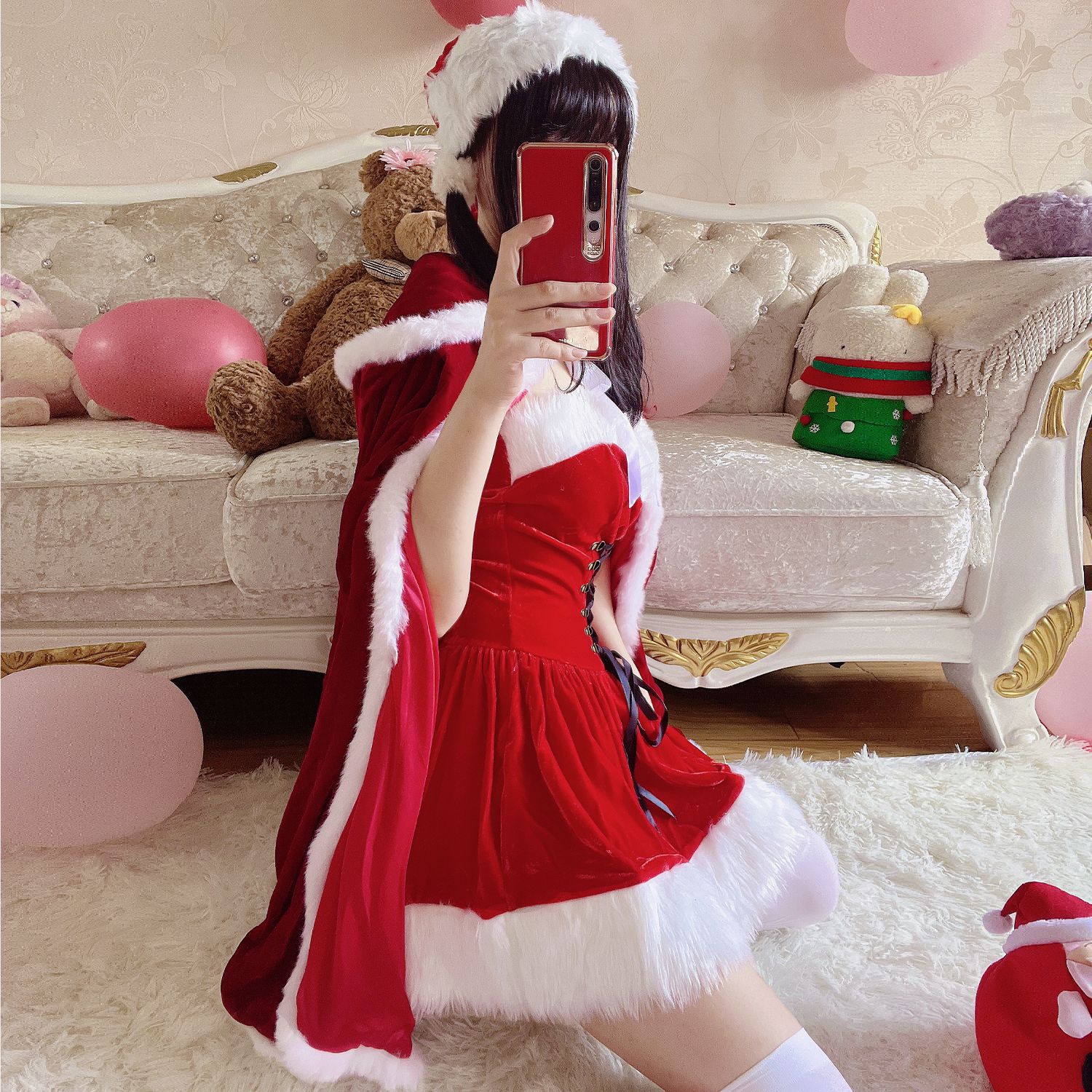 Cosplay Halloween Sexy Shawl Queen Cloak Christmas Clothes Battle Robe Red Big Cloak Christmas Bunny