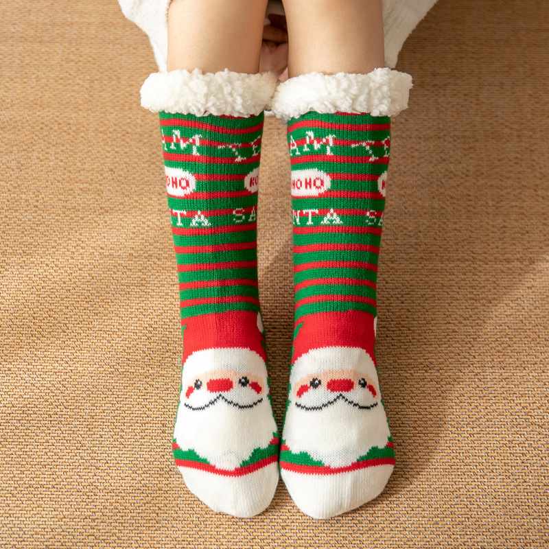 Christmas Stockings Room Socks Winter Snow Socks Months Children's Plush Coral Cashmere Socks Home Sleeping Socks Carpet Socks Leg Warmer