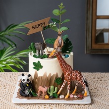 动物蛋糕摆件周岁动物园生日蛋糕装饰物摆件男孩斑马插件