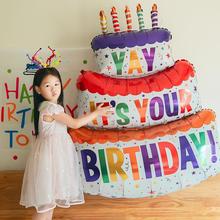 儿童生日蛋糕气球男女孩一周岁派对装饰场景布置数字户外拍照道.